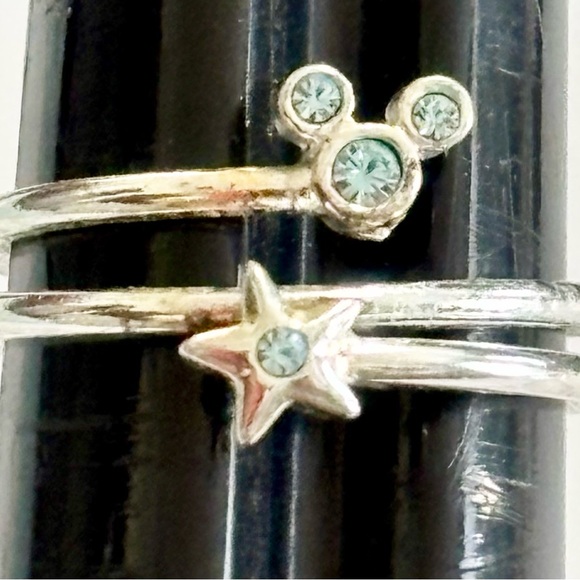 Disney - Silver Mickey and star double wire ring with blue crystals - size 5.25 - Picture 6 of 11